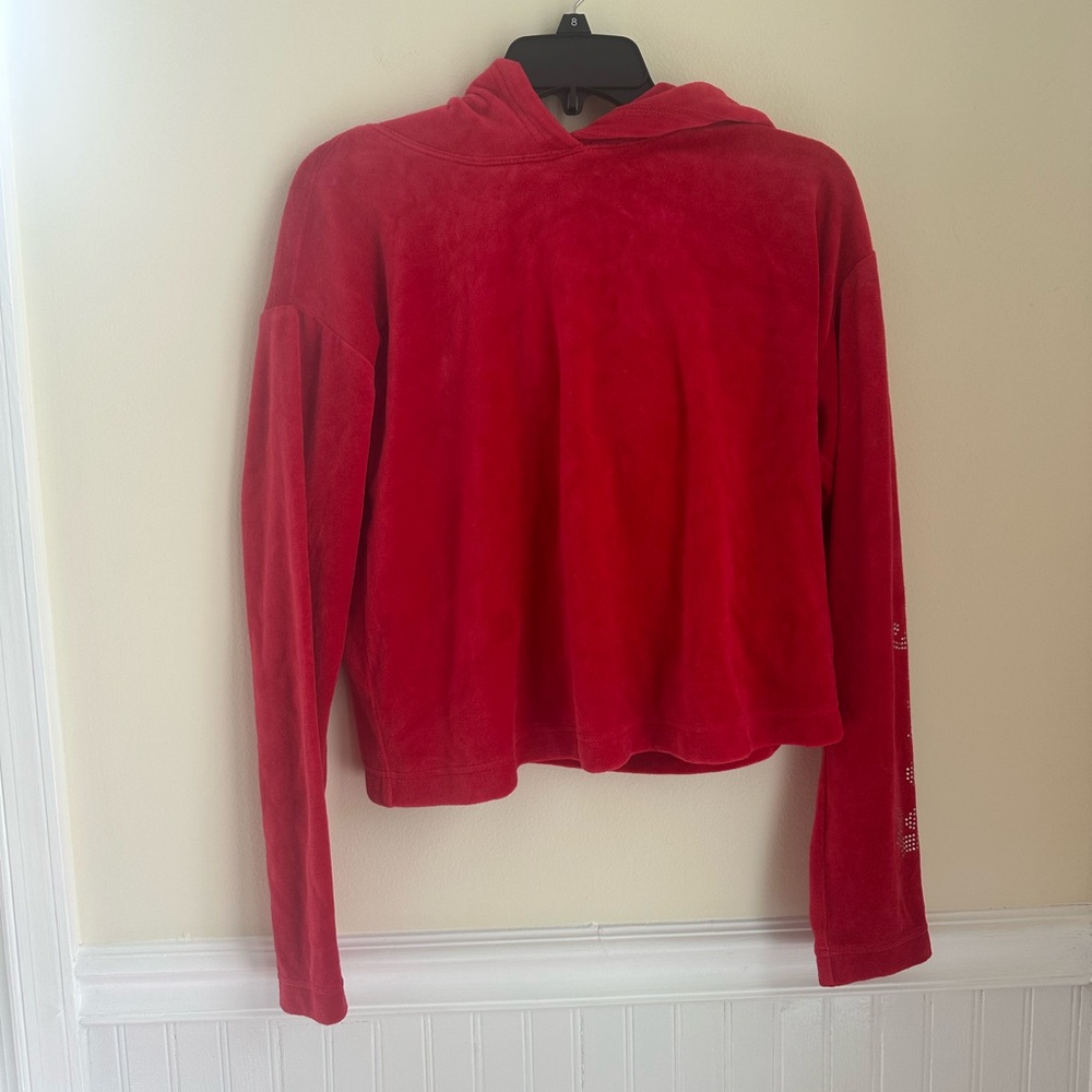 juicy couture bedazzled Red Hooded Sweatshirt cropped